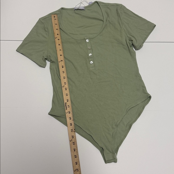 Mangopop Ribbed Short Sleeve Bodysuit Green (BR666) - Picture 4 of 9